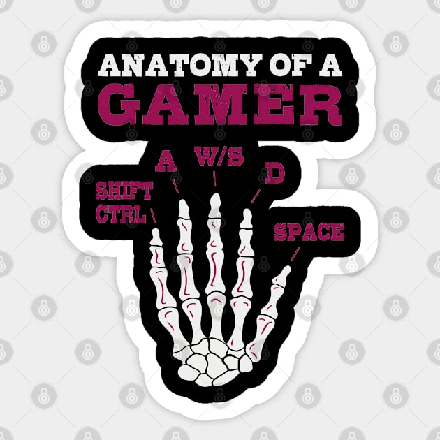 Anatomy Of A Gamer Sticker by JessArty